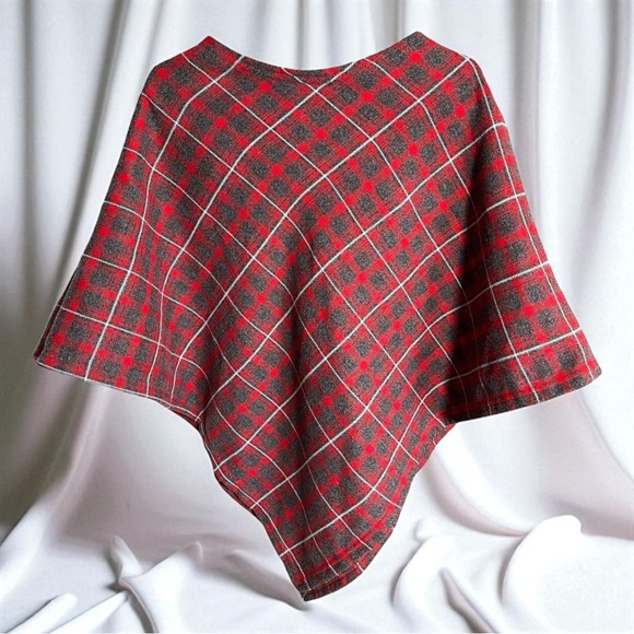 Fratelli Tallia Tops - Fratelli Tallia Plaid Poncho - Red